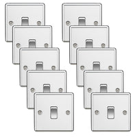 Knightsbridge CL2PCx10 Rounded Edge 10AX 1G 2-Way Plate Switch - Polished Chrome (10 Pack)