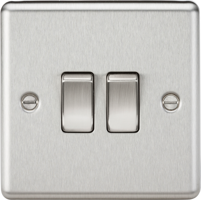 Knightsbridge CL3BC Rounded Edge 10AX 2G 2-Way Plate Switch - Brushed Chrome - westbasedirect.com