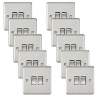 Knightsbridge CL3BCx10 Rounded Edge 10AX 2G 2-Way Plate Switch - Brushed Chrome (10 Pack)