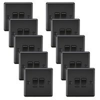 Knightsbridge CL3MBBx10 Rounded Edge 10AX 2G 2-Way Plate Switch - Matt Black (10 Pack)