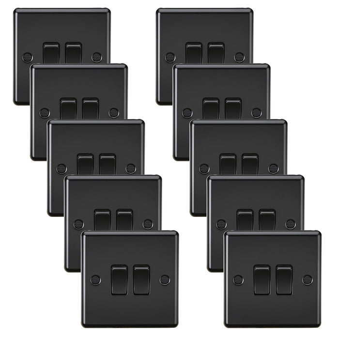 Knightsbridge CL3MBBx10 Rounded Edge 10AX 2G 2-Way Plate Switch - Matt Black (10 Pack)