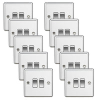 Knightsbridge CL3PCx10 Rounded Edge 10AX 2G 2-Way Plate Switch - Polished Chrome (10 Pack)
