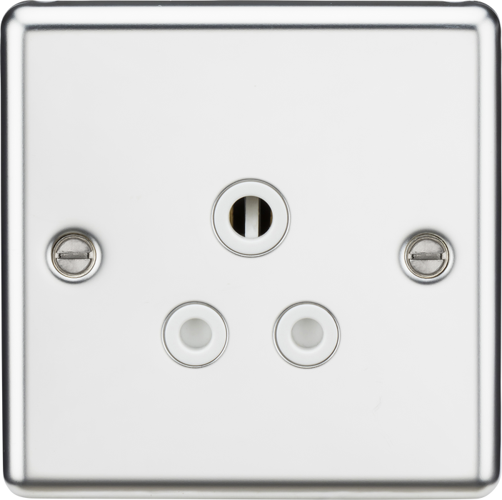 Knightsbridge CL5APCW Rounded Edge 5A Unswitched Socket - Polished Chrome + White Insert - westbasedirect.com