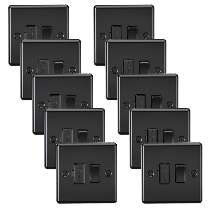 Knightsbridge CL63MBBx10 Rounded Edge 13A Switched Fused Spur Unit - Matt Black (10 Pack)