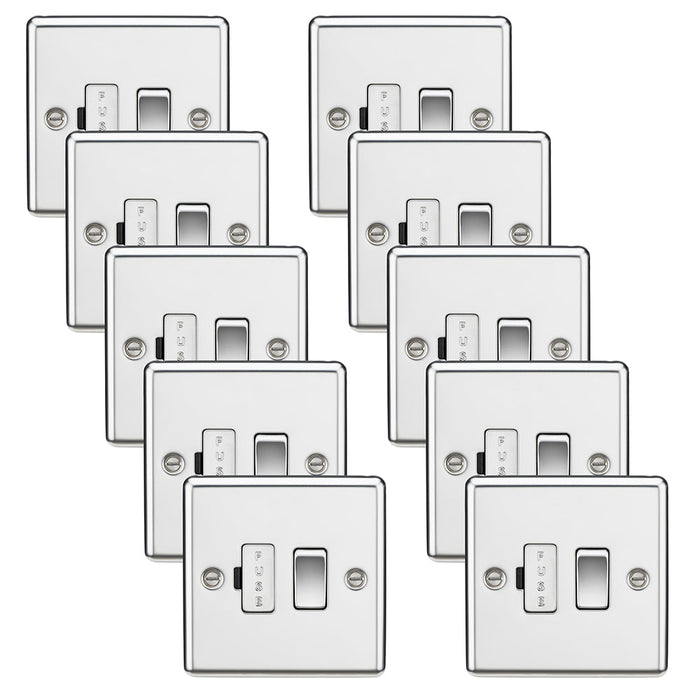 Knightsbridge CL63PCx10 Rounded Edge 13A Switched Fused Spur Unit - Polished Chrome (10 Pack)