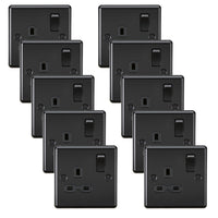 Knightsbridge CL7MBBx10 Rounded Edge 13A 1G DP Switched Socket - Matt Black (10 Pack)