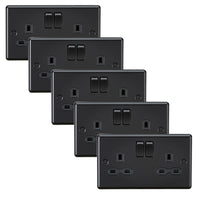 Knightsbridge CL9MBBx5 Rounded Edge 13A 2G DP Switched Socket - Matt Black (5 Pack)