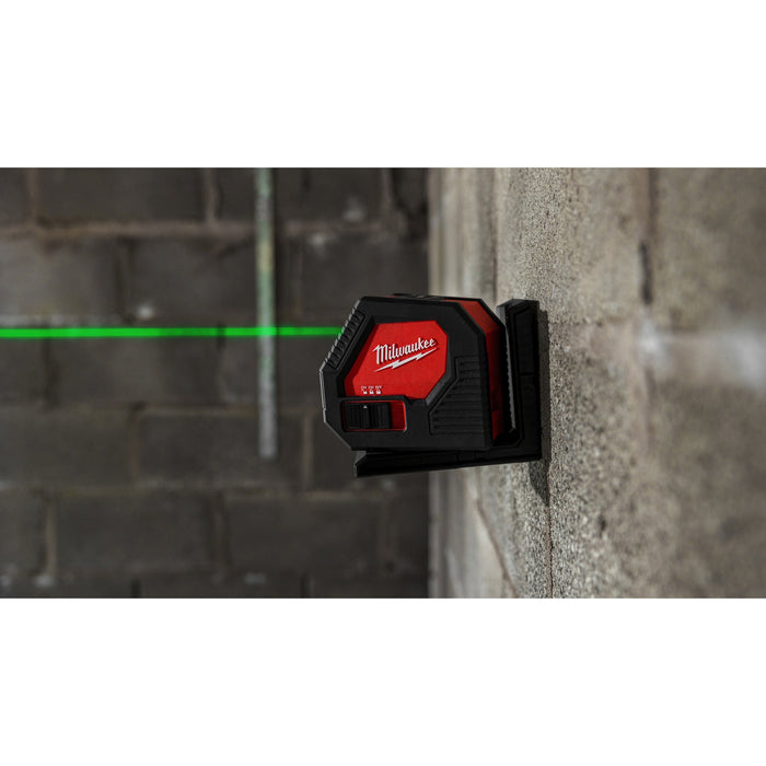 Milwaukee CLL-C Alkaline Green Cross Line Laser with Case - westbasedirect.com