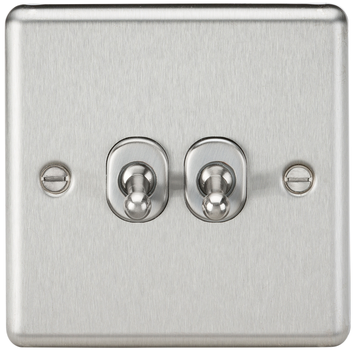 Knightsbridge CLTOG2BC Rounded Edge 10AX 2G 2-Way Toggle Switch - Brushed Chrome - westbasedirect.com