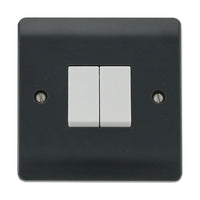 Click Mode CMA012AG Part M 10AX 2 Gang 2 Way Plate Switch - Anthracite Grey