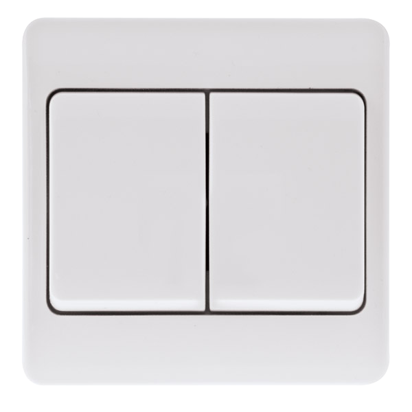 Click Mode CMA812 White Moulded 10AX 2 Gang 2 Way Wide Rocker Switch ...