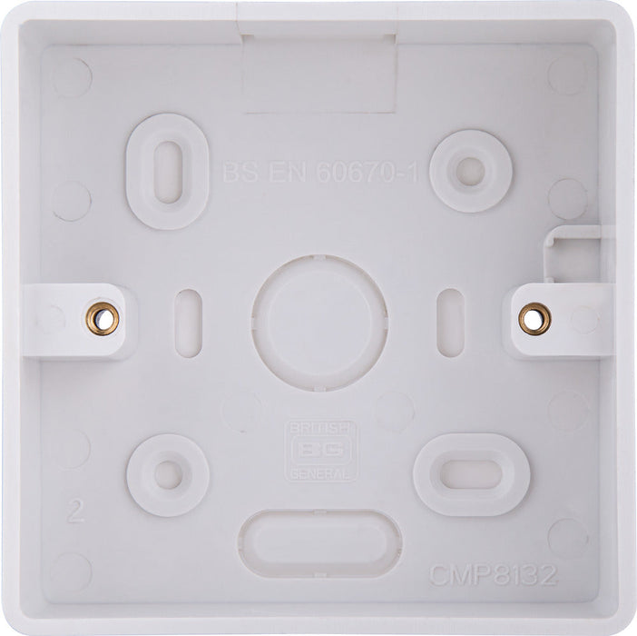 BG CMP8132 Single 32mm White Rounded PVC Surface Pattress Box (5 Pack)
