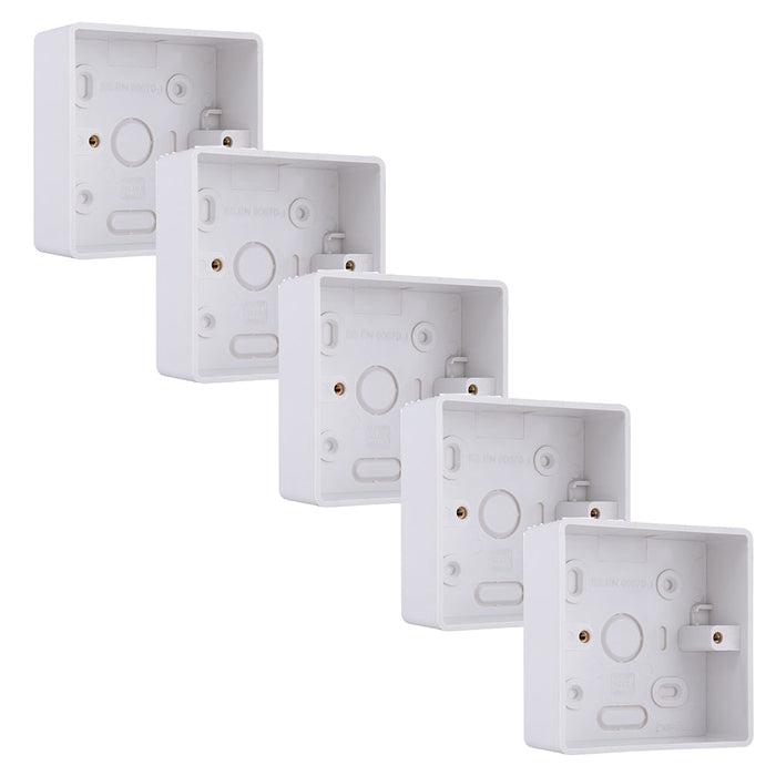 BG CMP8132 Single 32mm White Rounded PVC Surface Pattress Box (5 Pack)