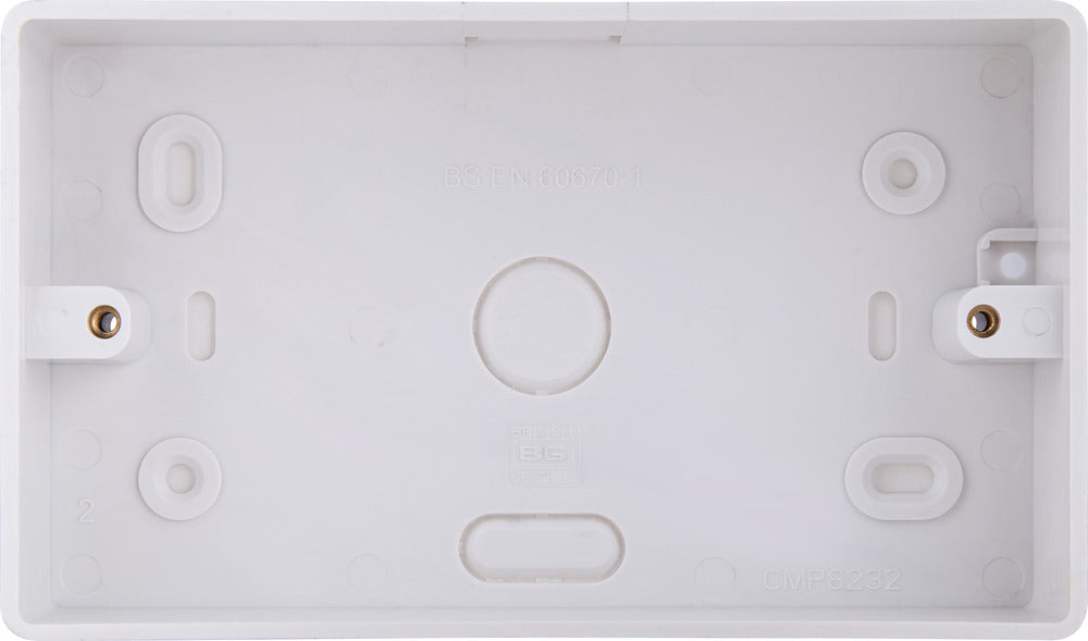 BG CMP8232 Double 32mm White Rounded PVC Surface Pattress Box (10 Pack)