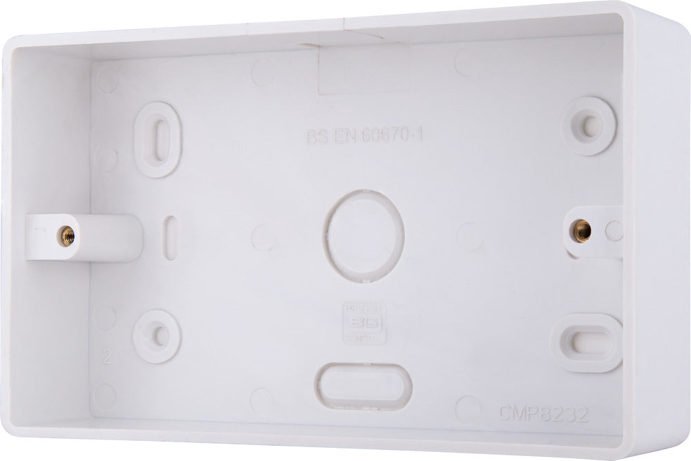 BG CMP8232 Double 32mm White Rounded PVC Surface Pattress Box (10 Pack)