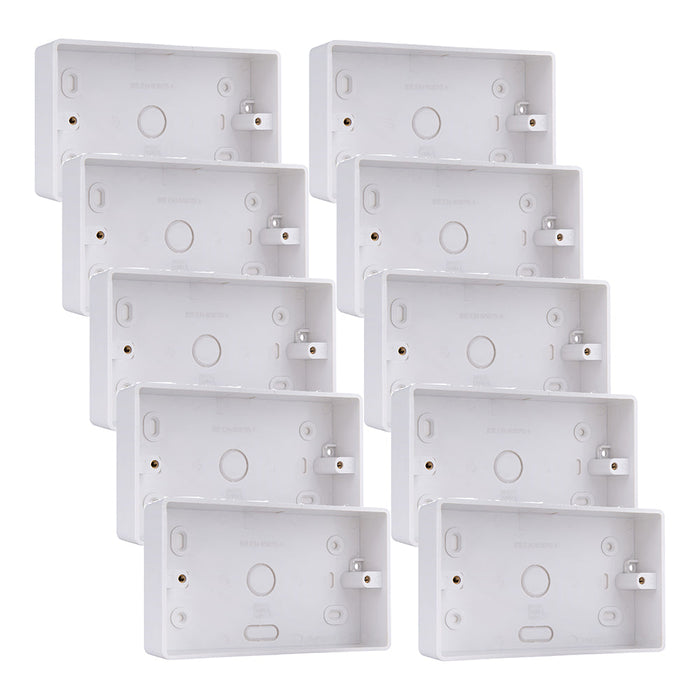 BG CMP8232 Double 32mm White Rounded PVC Surface Pattress Box (10 Pack)