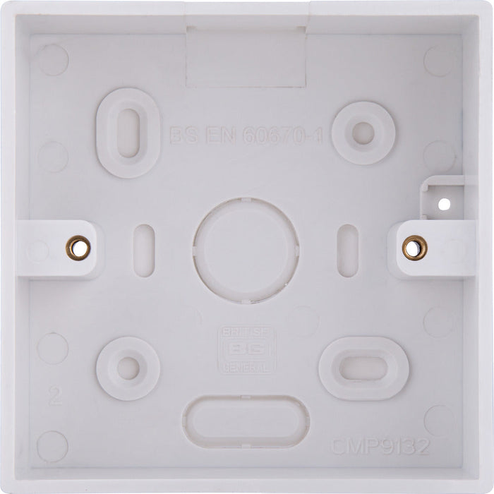 BG CMP9132 Single 32mm White Square PVC Surface Pattress Box (5 Pack)
