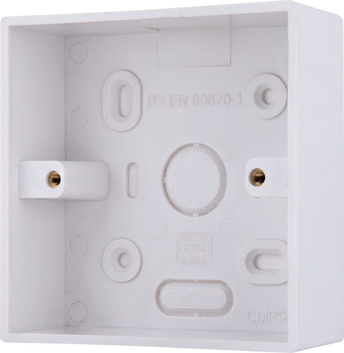 BG CMP9132 Single 32mm White Square PVC Surface Pattress Box (5 Pack)
