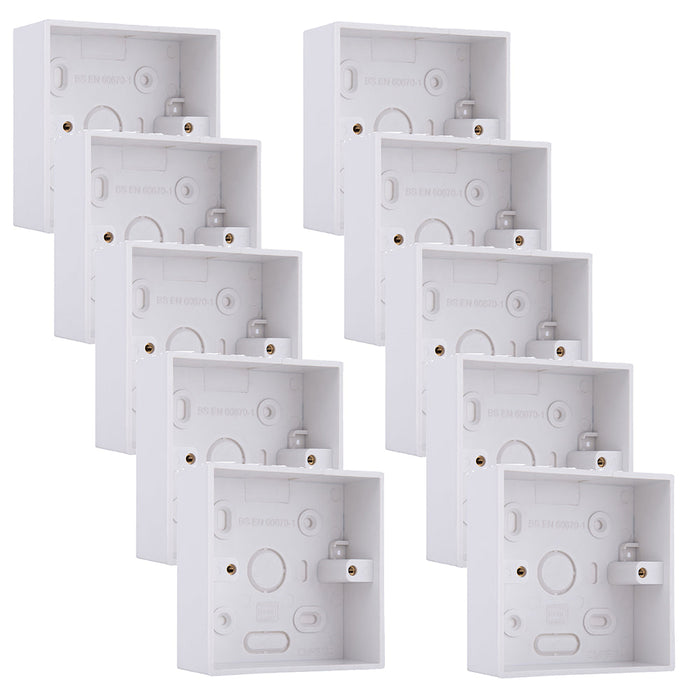 BG CMP9132 Single 32mm White Square PVC Surface Pattress Box (10 Pack)