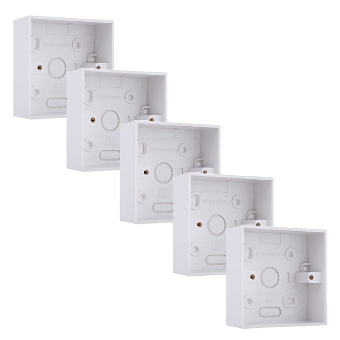 BG CMP9132 Single 32mm White Square PVC Surface Pattress Box (5 Pack)