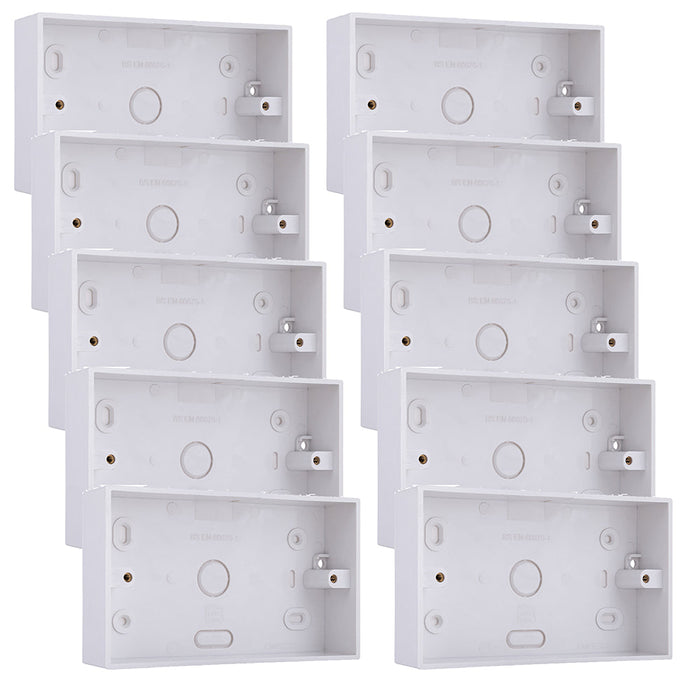 BG CMP9232 Double 32mm White Square PVC Surface Pattress Box (10 Pack)