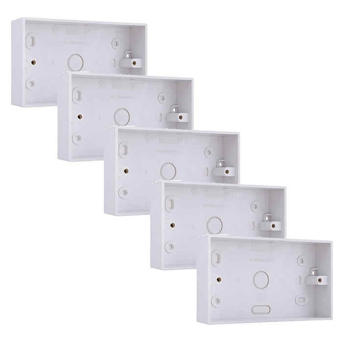 BG CMP9232 Double 32mm White Square PVC Surface Pattress Box (5 Pack)