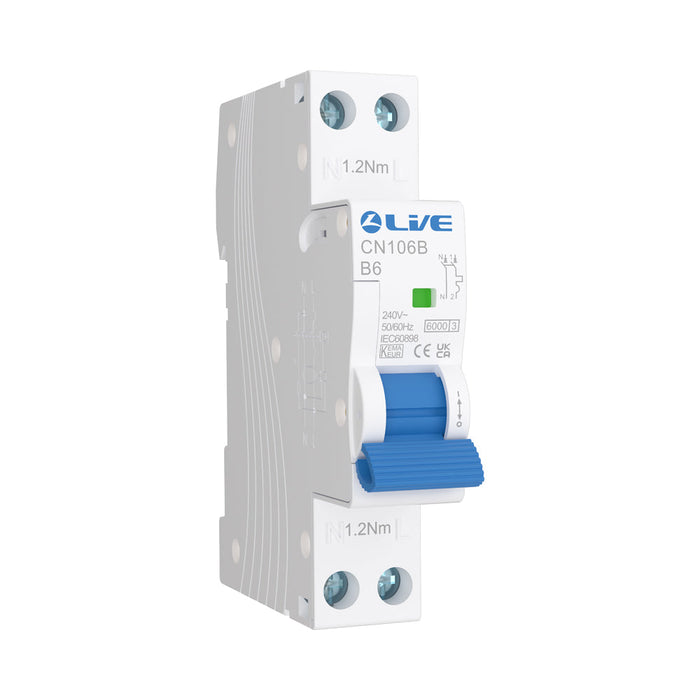 LIVE Electrical CN106B 1P+N 6A B Curve 6kA MCB