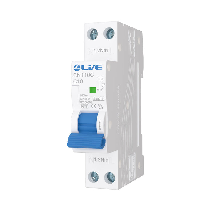 LIVE Electrical CN110C 1P+N 10A C Curve 6kA MCB
