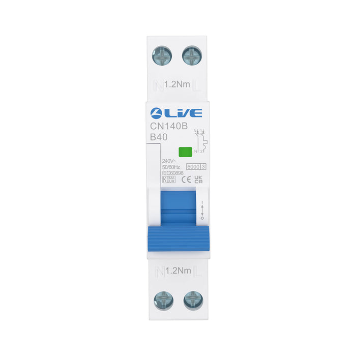 LIVE Electrical CN140B 1P+N 40A B Curve 6kA MCB