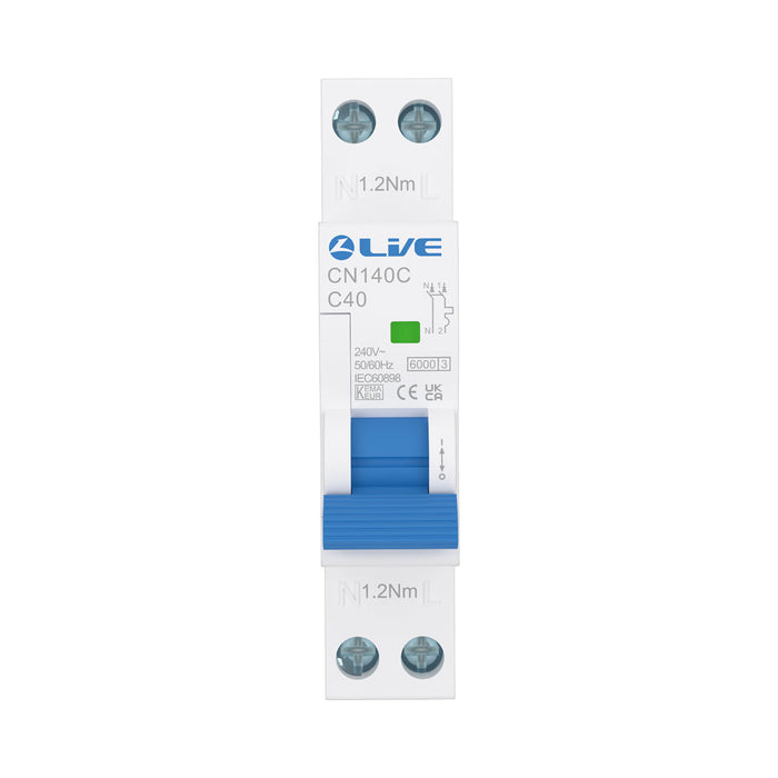 LIVE Electrical CN140C 1P+N 40A C Curve 6kA MCB