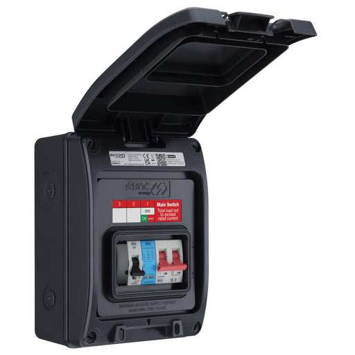 Sync Energy CP5MPS1G 5 Module IP66 Weatherproof Grey Plastic EV Charger Circuit Protection with 100A Main Switch, 40A B Curve MCB & Type 2 SPD - westbasedirect.com
