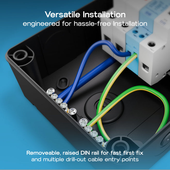 Sync Energy CP5MPS1G 5 Module IP66 Weatherproof Grey Plastic EV Charger Circuit Protection with 100A Main Switch, 40A B Curve MCB & Type 2 SPD - westbasedirect.com