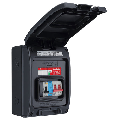 Sync Energy CP5MRDPS1G 5 Module IP66 Weatherproof Grey Plastic EV Charger Circuit Protection with 100A Main Switch, 40A 30mA Type A DP RCBO & Type 2 SPD - westbasedirect.com