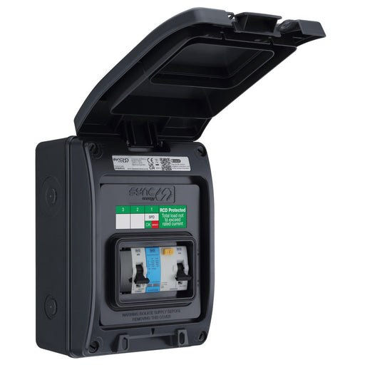 Sync Energy CP5R4PS1G 5 Module IP66 Weatherproof Grey Plastic EV Charger Circuit Protection with 40A 30mA Type A RCD, 40A B Curve MCB & Type 2 SPD - westbasedirect.com