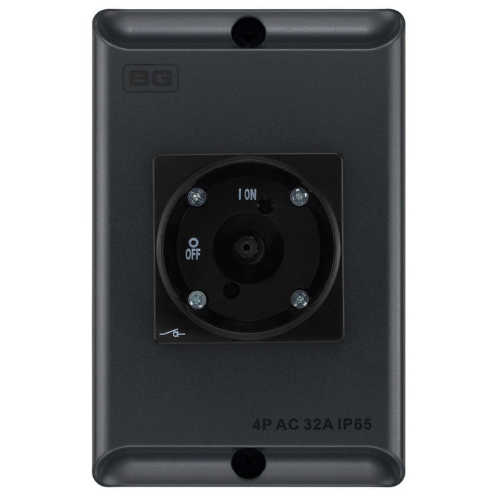 BG CPRSD432AG 32A 4 Pole AC IP65 Rotary Isolator Anthracite Grey - westbasedirect.com