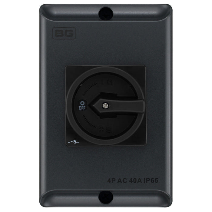 BG CPRSD440AG 40A 4 Pole AC IP65 Rotary Isolator Anthracite Grey - westbasedirect.com