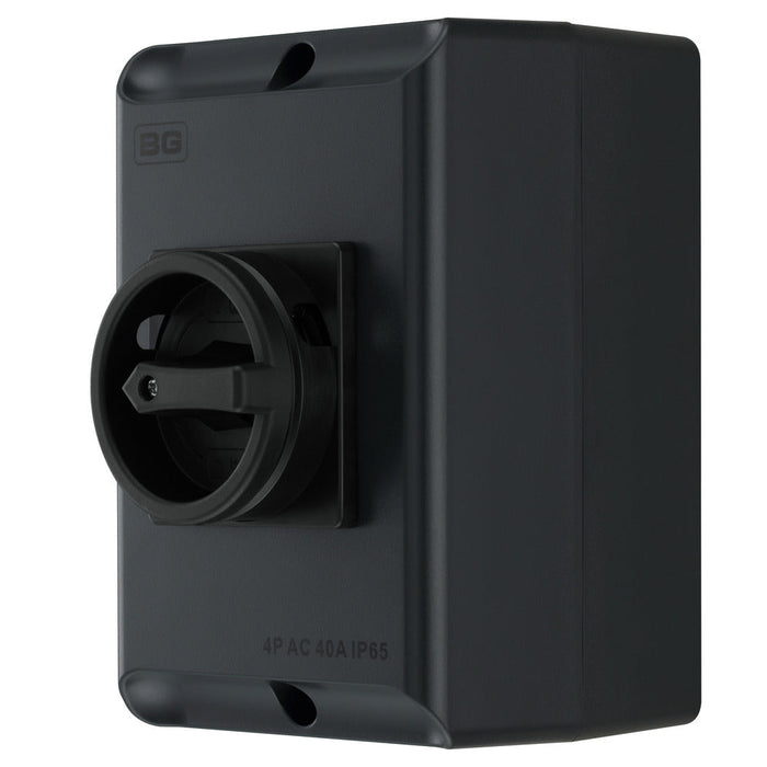 BG CPRSD440AG 40A 4 Pole AC IP65 Rotary Isolator Anthracite Grey - westbasedirect.com