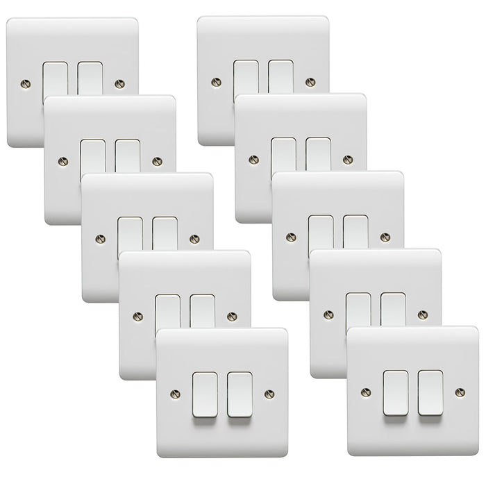 Crabtree CR1272 Instinct White Moulded 10AX 2 Gang 2 Way Switch (10 Pack)
