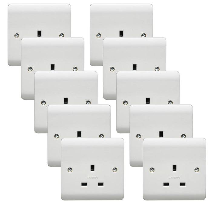 Crabtree CR1255 Instinct White Moulded 13A 1 Gang Unswitched Socket (10 Pack)
