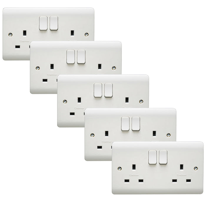 Crabtree CR1306/D Instinct White Moulded 13A 2 Gang DP Switched Socket Dual Earth (5 Pack)