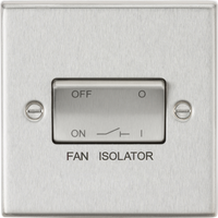 Knightsbridge CS11BC Square Edge 10AX 3 Pole Fan Isolator Switch - Brushed Chrome