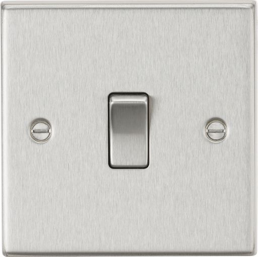 Knightsbridge CS2BC Square Edge 10AX 1G 2-Way Plate Switch - Brushed Chrome - westbasedirect.com