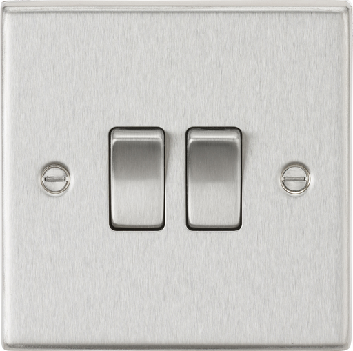 Knightsbridge CS3BC Square Edge 10AX 2G 2-Way Plate Switch - Brushed Chrome - westbasedirect.com