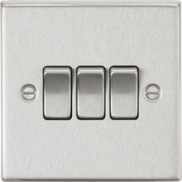 Knightsbridge CS4BC Square Edge 10AX 3G 2 Way Plate Switch - Brushed Chrome