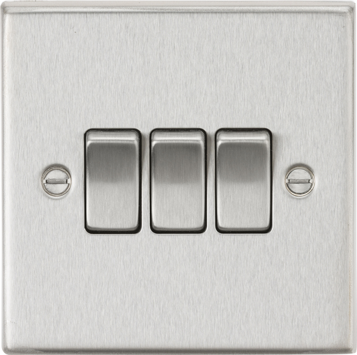 Knightsbridge CS4BC Square Edge 10AX 3G 2 Way Plate Switch - Brushed Chrome - westbasedirect.com