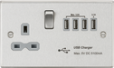 Knightsbridge CS7USB4BCG Square Edge 13A Switch Socket + 4xUSB 5.1A - Brushed Chrome + Grey Insert - westbasedirect.com