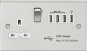 Knightsbridge CS7USB4BCW Square Edge 13A Switch Socket + 4xUSB 5.1A - Brushed Chrome + White Insert - westbasedirect.com