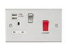 Knightsbridge CS8333UBCW Square Edge 45A DP Switch + 13A Switch Socket +2xUSB 2.4A - Brushed Chrome + White Insert - westbasedirect.com