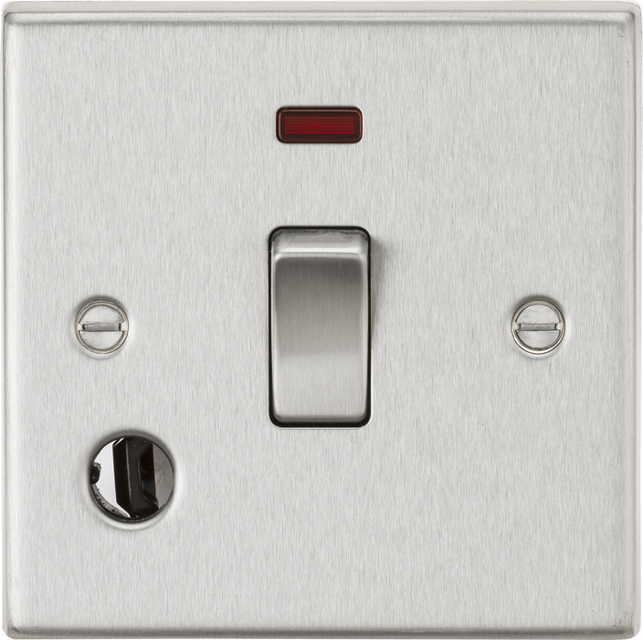 Knightsbridge CS834FBC Square Edge 20A 1G DP Switch + Neon & Flex Outlet - Brushed Chrome - westbasedirect.com