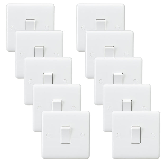 Knightsbridge CU2000x10 White Curved Edge 10AX 1G 2-Way Switch (10 Pack)